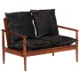 Sofá de 2 plazas madera maciza acacia y cuero auténtico negro de vidaXL, Sofás - Ref: Foro24-340924, Precio: 322,09 €, Descue...