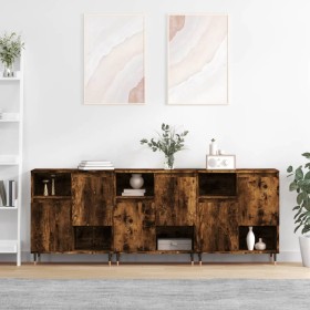 Aparadores 3 uds madera contrachapada roble ahumado de vidaXL, Aparadores - Ref: Foro24-3190146, Precio: 185,96 €, Descuento: %