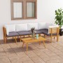 Muebles de jardín 6 piezas con cojines madera maciza de acacia en Conjuntos de jardín | Comprar online en Foru.es