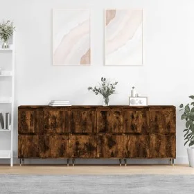 Sideboards 3 units smoked oak plywood by vidaXL, Sideboards - Ref: Foro24-3190194, Price: 185,47 €, Discount: %