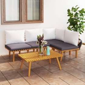 Muebles de jardín 5 piezas con cojines madera maciza de acacia en Conjuntos de jardín | Comprar online en Foru.es