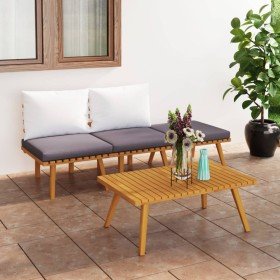 Muebles de jardín 4 piezas con cojines madera maciza de acacia en Conjuntos de jardín | Comprar online en Foru.es