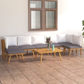 Muebles de jardín 8 piezas con cojines madera maciza de acacia en Conjuntos de jardín | Comprar online en Foru.es