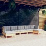 Juego de muebles de jardín 7 pzas y cojines madera pino gris de vidaXL, Conjuntos de jardín - Ref: Foro24-3097090, Precio: 52...