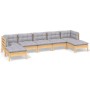 Juego de muebles de jardín 7 pzas y cojines madera pino gris de vidaXL, Conjuntos de jardín - Ref: Foro24-3097090, Precio: 52...