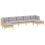 Juego de muebles de jardín 7 pzas y cojines madera pino gris de vidaXL, Conjuntos de jardín - Ref: Foro24-3097090, Precio: 52...