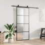Puerta corredera con set herrajes negro 90x205 cm vidrio ESG en Puertas | Comprar online en Foru.es