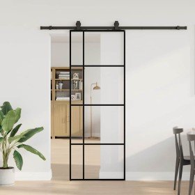 Puerta corredera con juego herrajes negro 76x205 cm ESG vidrio en Puertas | Comprar online en Foru.es