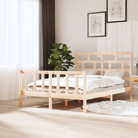 Estructura de cama de madera maciza de pino 140x200 cm de vidaXL, Camas y somieres - Ref: Foro24-3101348, Precio: 132,42 €, D...