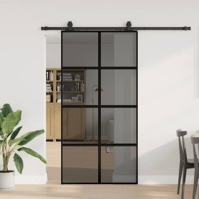 Puerta corredera herrajes negro 102,5x205 cm vidrio templado en Puertas | Comprar online en Foru.es