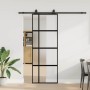 Puerta corredera con herrajes negro 76x205 cm vidrio templado en Puertas | Comprar online en Foru.es