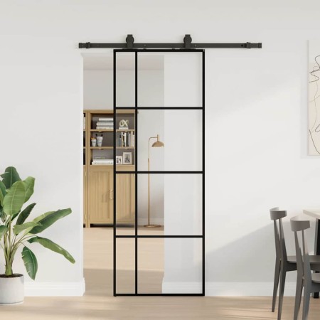 Puerta corredera con juego herrajes negro 76x205 cm ESG vidrio en Puertas | Comprar online en Foru.es