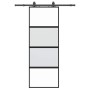 Puerta corredera con herrajes negro 76x205 cm vidrio templado en Puertas | Comprar online en Foru.es