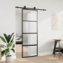 Puerta corredera con herrajes negro 76x205 cm vidrio templado en Puertas | Comprar online en Foru.es