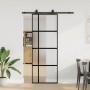 Puerta corredera con herrajes negro 76x205 cm vidrio templado en Puertas | Comprar online en Foru.es