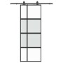 Puerta corredera con herrajes negro 76x205 cm vidrio templado en Puertas | Comprar online en Foru.es