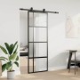 Puerta corredera con herrajes negro 76x205 cm vidrio templado en Puertas | Comprar online en Foru.es