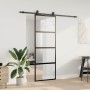Puerta corredera con herrajes negro 76x205 cm vidrio templado en Puertas | Comprar online en Foru.es