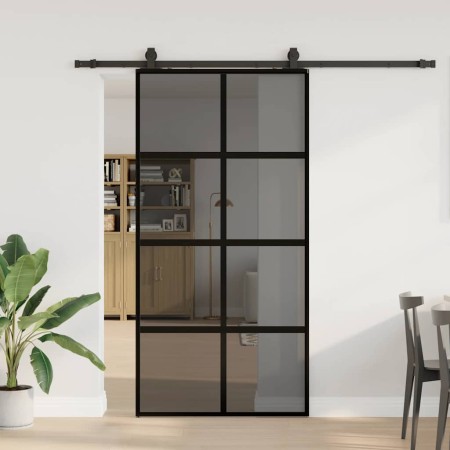 Puerta corredera herrajes negro 102,5x205 cm vidrio templado en Puertas | Comprar online en Foru.es