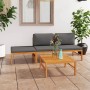 Set de muebles de jardín 4 pzas madera de teca y cojines gris en Conjuntos de jardín | Comprar online en Foru.es