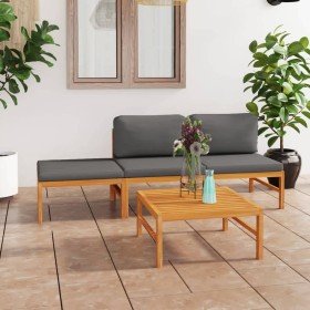 Set de muebles de jardín 4 pzas madera de teca y cojines gris en Conjuntos de jardín | Comprar online en Foru.es
