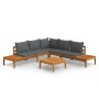 Set muebles de jardín 4 pzas cojines gris oscuro madera acacia en Conjuntos de jardín | Comprar online en Foru.es