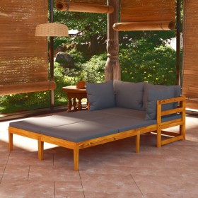 Tumbonas con cojines gris oscuro 2 unidades madera de acacia en Conjuntos de jardín | Comprar online en Foru.es