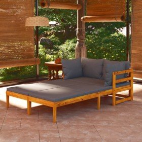 Tumbonas con cojines gris oscuro 2 unidades madera de acacia en Conjuntos de jardín | Comprar online en Foru.es