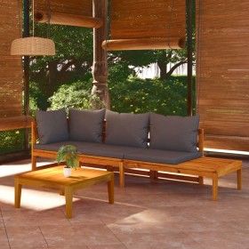 Muebles de jardín 3 pzas cojines gris oscuro madera de acacia en Conjuntos de jardín | Comprar online en Foru.es