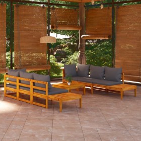 Set muebles de jardín 5 pzas cojines gris oscuro madera acacia en Conjuntos de jardín | Comprar online en Foru.es