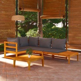 Set muebles de jardín 4 pzas cojines gris oscuro madera acacia en Conjuntos de jardín | Comprar online en Foru.es