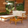 Muebles de jardín 3 pzas con cojines crema madera de acacia en Conjuntos de jardín | Comprar online en Foru.es