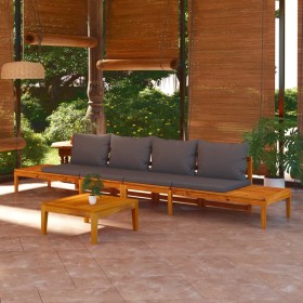 Bancos de jardín con cojines gris oscuro 2 uds madera acacia en Conjuntos de jardín | Comprar online en Foru.es