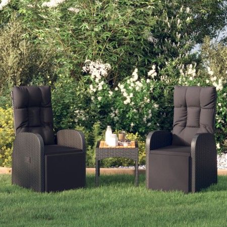 Sillones de jardín reclinables con cojines 2 uds ratán PE negro de vidaXL, Sillas de jardín - Ref: Foro24-319544, Precio: 336...