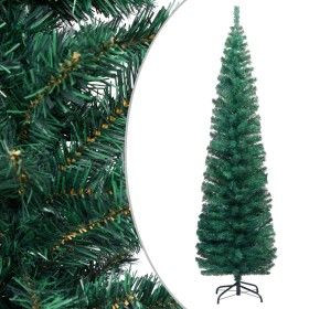Árbol de Navidad artificial delgado y soporte PVC verde 210 cm de vidaXL, Arboles de navidad - Ref: Foro24-320951, Precio: 57...