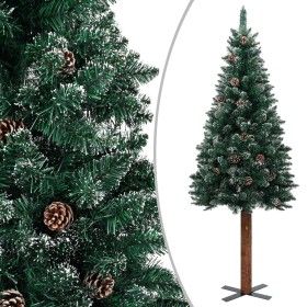 Árbol de Navidad estrecho con madera real y nieve 210 cm verde de vidaXL, Arboles de navidad - Ref: Foro24-320962, Precio: 81...