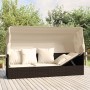 Sofá tumbona de jardín con toldo cojines ratán sintético marrón de vidaXL, Tumbonas - Ref: Foro24-319567, Precio: 240,72 €, D...