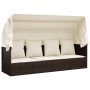 Sofá tumbona de jardín con toldo cojines ratán sintético marrón de vidaXL, Tumbonas - Ref: Foro24-319567, Precio: 240,72 €, D...
