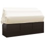 Sofá tumbona de jardín con toldo cojines ratán sintético marrón de vidaXL, Tumbonas - Ref: Foro24-319567, Precio: 240,72 €, D...