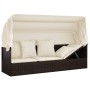 Sofá tumbona de jardín con toldo cojines ratán sintético marrón de vidaXL, Tumbonas - Ref: Foro24-319567, Precio: 240,72 €, D...