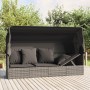 Sofá tumbona de jardín con toldo cojines ratán sintético gris de vidaXL, Tumbonas - Ref: Foro24-319568, Precio: 263,11 €, Des...