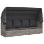 Sofá tumbona de jardín con toldo cojines ratán sintético gris de vidaXL, Tumbonas - Ref: Foro24-319568, Precio: 263,11 €, Des...
