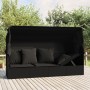 Sofá tumbona de jardín con toldo cojines ratán sintético negro de vidaXL, Tumbonas - Ref: Foro24-319569, Precio: 252,76 €, De...