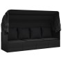 Sofá tumbona de jardín con toldo cojines ratán sintético negro de vidaXL, Tumbonas - Ref: Foro24-319569, Precio: 252,76 €, De...