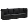 Sofá tumbona de jardín con toldo cojines ratán sintético negro de vidaXL, Tumbonas - Ref: Foro24-319569, Precio: 252,76 €, De...