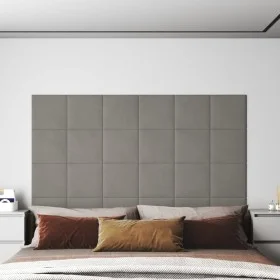 Paneles de pared 12 uds terciopelo gris claro 30x30 cm 1,08 m² by vidaXL, Wall covering - Ref: Foro24-343807, Price: 43,43 €,...