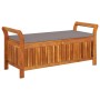 Banco almacenaje jardín con cojín madera maciza de acacia 126cm de vidaXL, Bancos de jardín - Ref: Foro24-319717, Precio: 169...