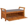 Banco almacenaje jardín con cojín madera maciza de acacia 126cm de vidaXL, Bancos de jardín - Ref: Foro24-319717, Precio: 169...