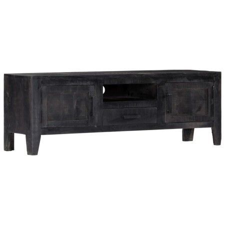 Mueble para TV de madera maciza de mango negro 118x30x40 cm de vidaXL, Muebles TV - Ref: Foro24-247985, Precio: 185,98 €, Des...