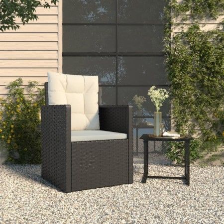 Sillón de jardín con cojín ratán sintético negro de vidaXL, Sillas de jardín - Ref: Foro24-362322, Precio: 78,05 €, Descuento: %